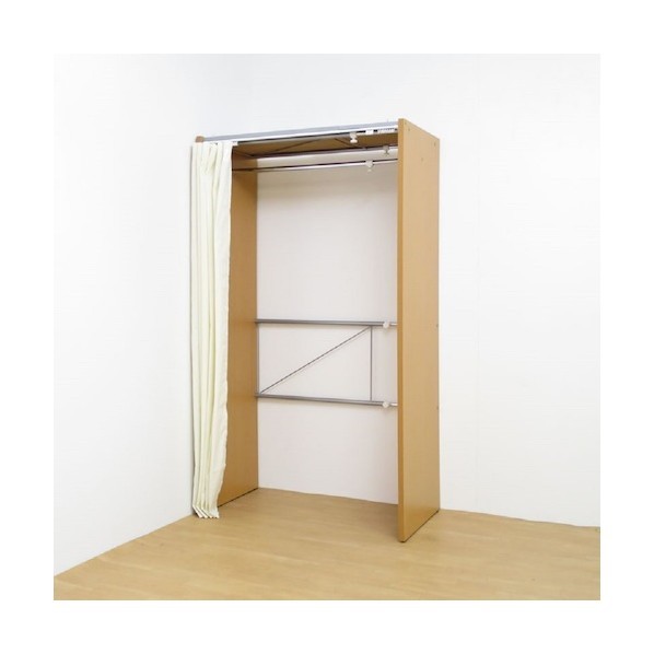日本住器工業 カーテンレール付き伸縮式クローゼットロッカー 最大幅125cm ナチュラル 1800-80C NT 1点 18,929円