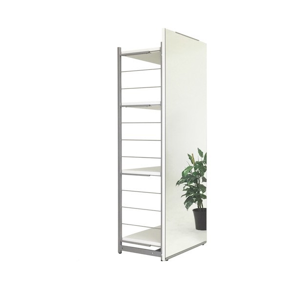 ※法人専用品※日本住器工業 間仕切り収納ラック 幅60cm 背面ミラータイプ ナチュラル R-60PM NT 1点|DIY FACTORY ONLINE SHOP