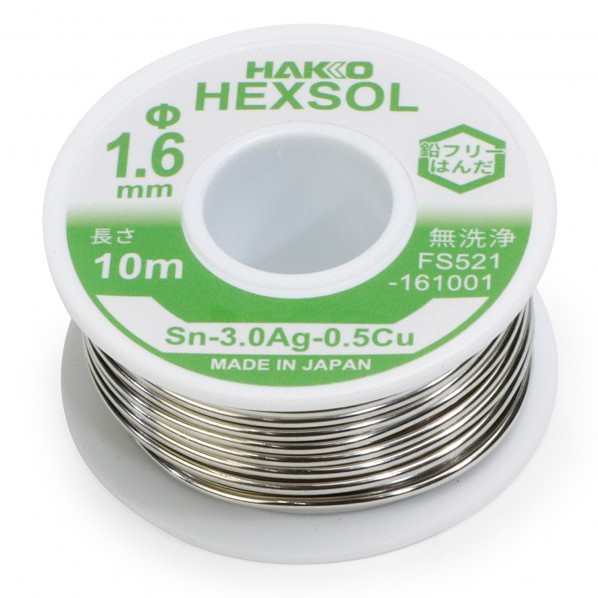 HAKKO 巻きはんだ ヘクスソﾞール 鉛無償性 錫-3.0銀-0.5赤金 φ1.6mm×10m FS521-161001 1個