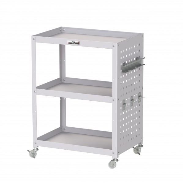 山金工業 コンビニワゴン ナイロンキャスター パンチングパネル付3段 WCPN-3-P 1点|DIY FACTORY ONLINE SHOP