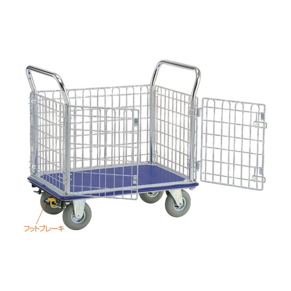 観音扉型金網手押し車（フットブレーキ付） NK207K-ST