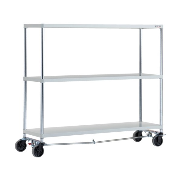※法人専用品※トラスコ フェニックスラック 3段 U車輪4輪S付 抗菌粉体塗装 1500×450 W色 PER-4543-U125-B4-W 1点|DIY FACTORY ONLINE SHOP