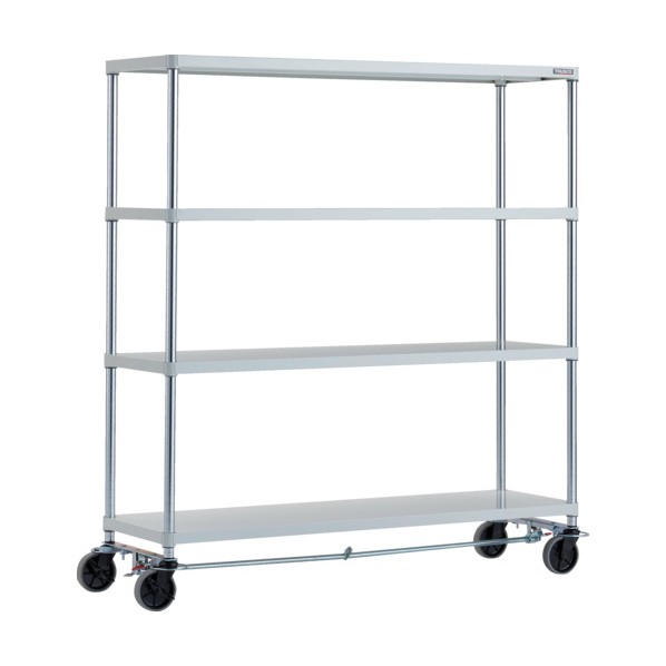 トラスコ(TRUSCO) フェニックスラック 4段 U車輪4輪S付 抗菌粉体塗装 1500×450 W色 PER-5544-U125-B4-W 1点