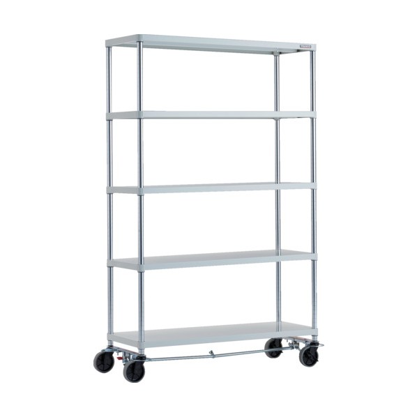 ※法人専用品※トラスコ フェニックスラック 5段 U車輪4輪S付 抗菌粉体塗装 1200&times;450 W色 PER-6445-U125-B4-W 1点｜DIY FACTORY ONLINE SHOP