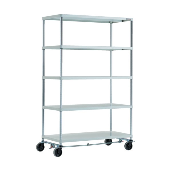※法人専用品※トラスコ フェニックスラック 5段 U車輪4輪S付 抗菌粉体塗装 1200×600 W色 PER-6465-U125-B4-W 1点|DIY FACTORY ONLINE SHOP
