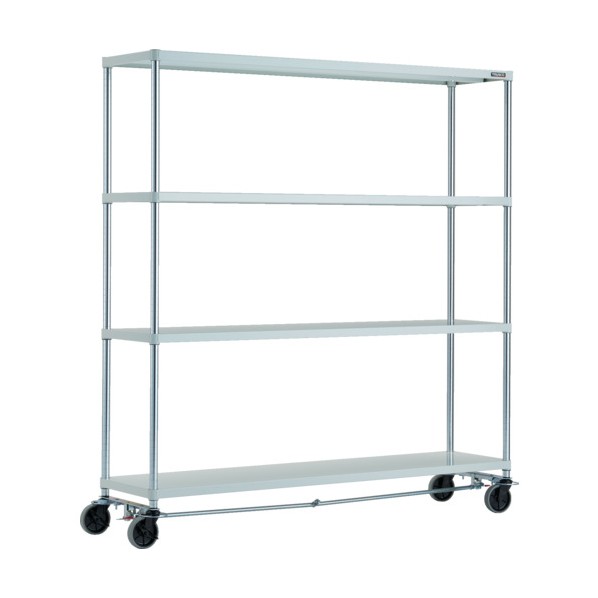 トラスコ(TRUSCO) フェニックスラック 4段 U車輪4輪S付 抗菌粉体塗装 1800×450 W色 PER-6644-U125-B4-W 1点