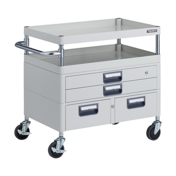 トラスコ(TRUSCO) フェニックスワゴン 抗菌 省音 引出付 750&times;500&times;H740 W色 PEW-772XW-W 1点｜DIY FACTORY ONLINE SHOP