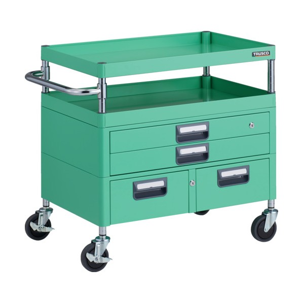 トラスコ(TRUSCO) フェニックスワゴン 抗菌 省音 引出付 750&times;500&times;H740 YG色 PEW-772XW-YG 1点｜DIY FACTORY ONLINE SHOP