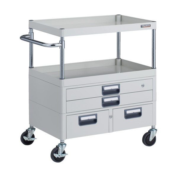 トラスコ(TRUSCO) フェニックスワゴン 抗菌 省音 引出付 750&times;500&times;H880 W色 PEW-972XW-W 1点｜DIY FACTORY ONLINE SHOP