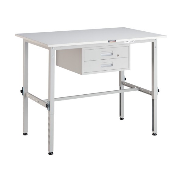 ※法人専用品※トラスコ AEM型高さ調節作業台 900×600 2段引出付 ホワイト AEM-0960F2 W AEM-0960F2 W 1個