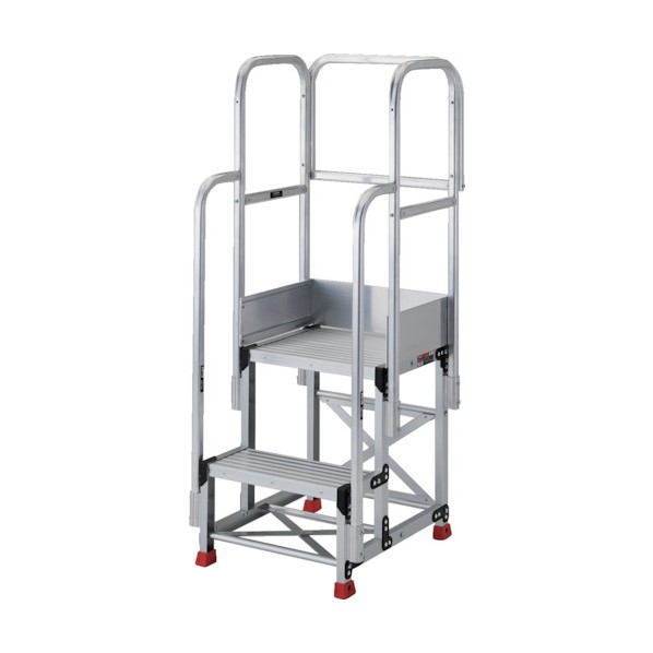 TRUSCO 軽銀製やり方用踏台 2段 高さ0．6m 天板大きさ500×400 段高300粍 フルセット手摺り付き添い人 TSF-256-TF300 1台