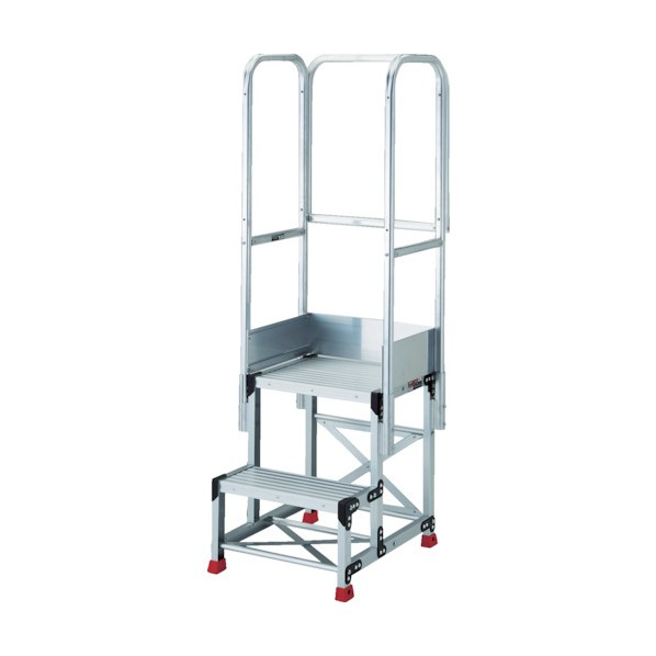 TRUSCO 軽銀製やり方用踏台 2段 高さ0．5m 天板大きさ1000×400 段高250粍 天場三方手摺り付き添い人 TSF-2105-TS250 1台