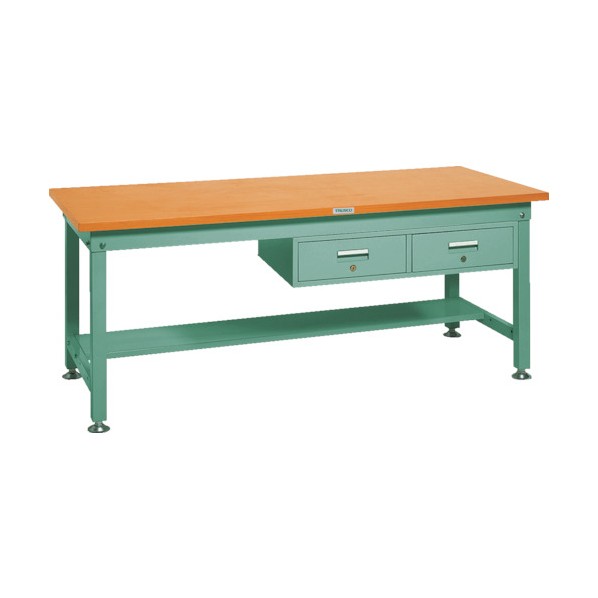 中荷重作業台(1200kg)HW型 1200X900XH740 2列引出付 グリーン色 緑 HW-1209FL2 1点