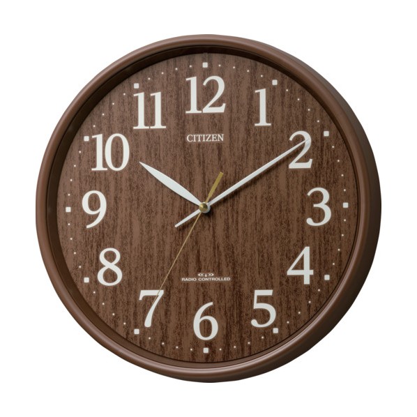 電波時計 壁掛け時計 連続秒針 茶木目調 Φ320×49mm 茶色木目調 8MY569-006 1個