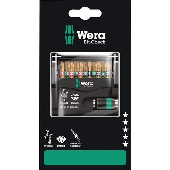 Wera Werkzeuge GmbH Bi-Torsion･金剛石付 ビット書き割り 11本組 136392 1書き割り
