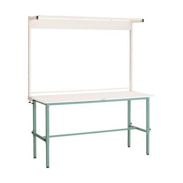 光 軽荷重作業台高さ調節式（150kg）AEM型 1800X600XH1858～2158（全高） ツールハンガー付 グリーン色 RAEM-1860THN