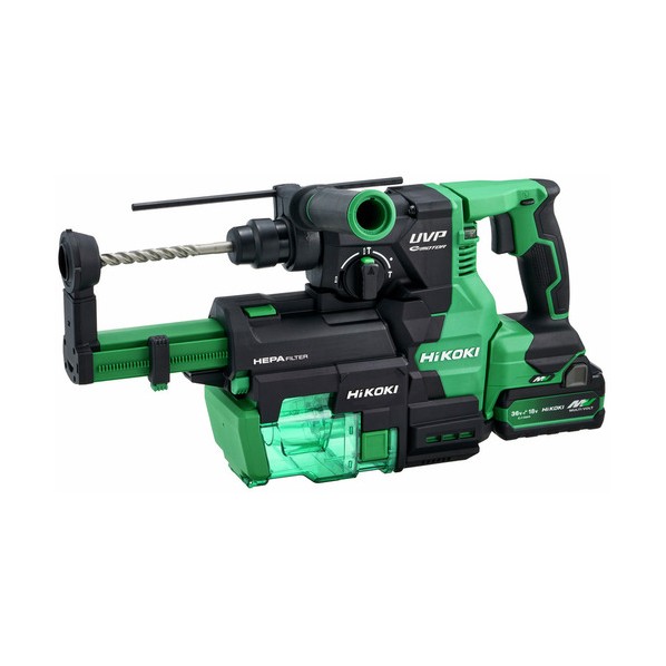 HiKOKI(ハイコーキ) DH3628DB (2XPZ) 36V 充電式 ロータリハンマドリル 集じんシステム付 セット品(電池･充電器付)【2604HK】 ビット:SDSプラス アグレッシブグリーン 1台
