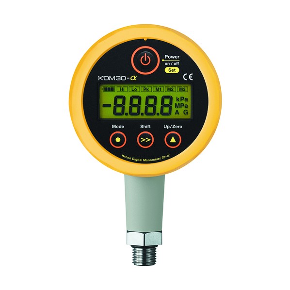 高精度デジタル圧力計 KDM30 連成圧 外部電源駆動(24V) 黄 KDM30ALPHA-1MPAC-M-YL 1個