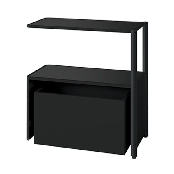 シェルフラック（下段ボックス メレム MU型/天板:サテンブラック 本体:サテンブラック/W925×H973 MU-0909RUS-SBSB 1台