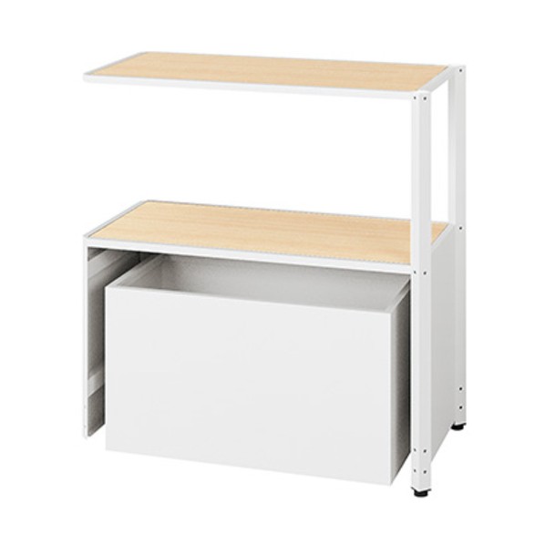 シェルフラック（下段ボックス メレム MU型/天板:シルクウッド 本体:サテンホワイト/W925×H973 MU-0909RUS-SWS 1台