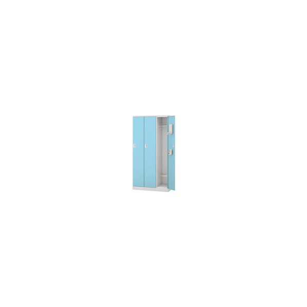 ※法人専用品※ ロッカー 3人用 GL型 扉:パウダーブルー/本体:クリアーホワイト 扉:パウダーブルー/本体:クリアーホワイト GL3M-PB 1台｜DIY FACTORY ONLINE SHOP