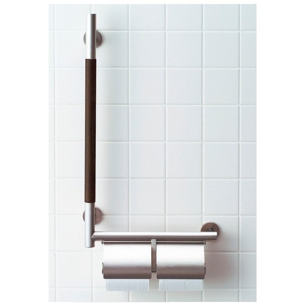 手すりKMタイプ 紙巻器付(左仕様) 380×81×715mm (φ29) クリエダーク KF-M10WL/LD 1点|DIY FACTORY ONLINE SHOP