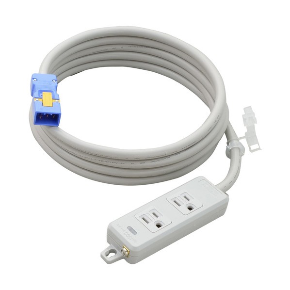 横形OA用接地タップ2コ口 ランプ、マグネット付 EM-CE3mハーネスプラグ付 白 MR7702NTK3