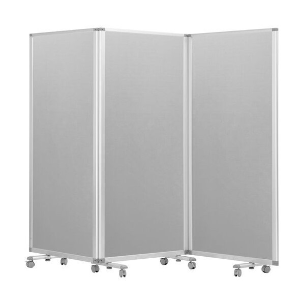 コマイ 3連吸音パーテション 薄墨色 しろがね色枠 W2700×H1800 ダイアログボックス：薄墨色  枠組み・脚：しろがね色 TP3-1809BN-FYSA