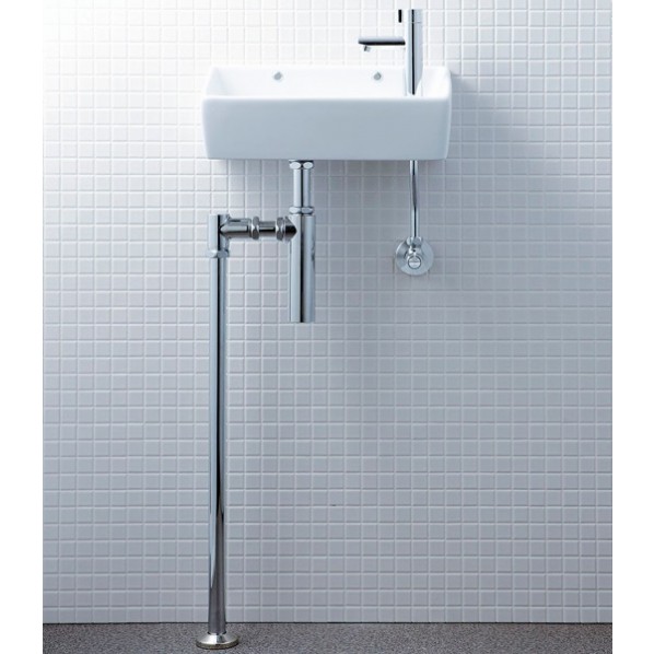 狭小手洗シリーズ ハイパーキラミック 手洗タイプ 角形 床排水(ボトルトラップ) 床給水 360&times;180&times;130mm ピュアホワイト L-A35HQ/BW1 1点｜DIY FACTORY ONLINE SHOP