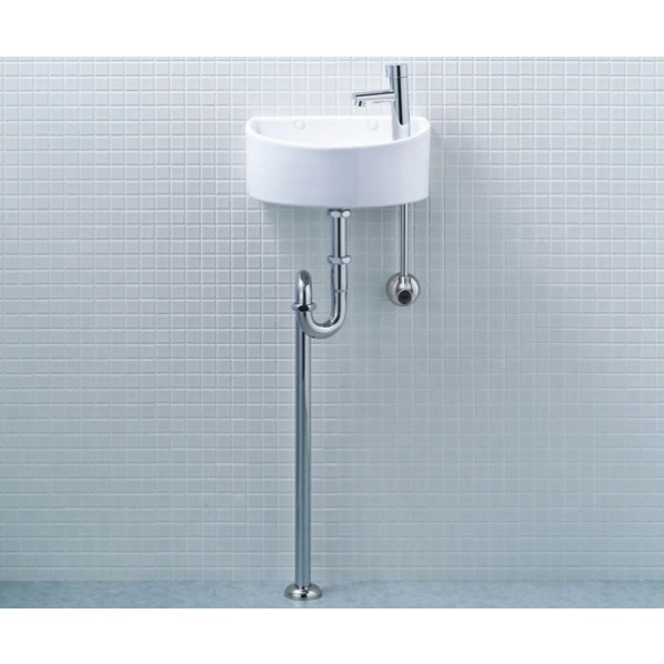 狭小手洗シリーズ アクアセラミック 手洗タイプ 丸形 床排水(Sトラップ) 壁給水 300×200×126mm ピンク YAWL-33(S)/LR8 1点