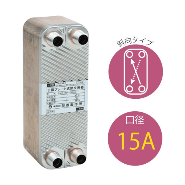 ブレージングプレート式熱取り替えっこ器（銅ろう付）BXC054 BXC-054-30NU-8 1台