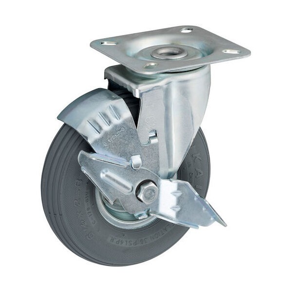 産業車輌用キャスター ストッパー付旋回（自在）金具 HLJSタイプ 空気入り HLJS61/2X2-3 GRAY