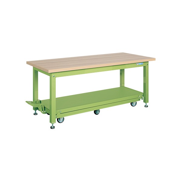 サカエ重量作業台ペダル昇降移動式(KWC/耐荷重2000kg/木目メラミン天板/H740)KWCM-158Q6｜DIY FACTORY ONLINE SHOP