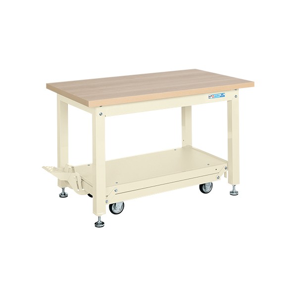 サカエ重量作業台ペダル昇降移動式(KWC/耐荷重2000kg/木目メラミン天板/H740)KWCM-188I｜DIY FACTORY ONLINE SHOP