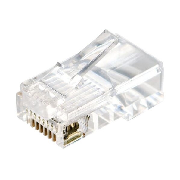 RJ45中継コネクタCat5e対応単線・ヨリ線両対応ツメ折れ防止 クリア LD-RJ45T100V2 100個