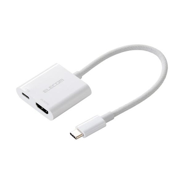 映像変換アダプタ TypeC-HDMI 60Hz 給電機能付 USB PD60W対応 ホワイト MPA-CHDMIPDSMWH