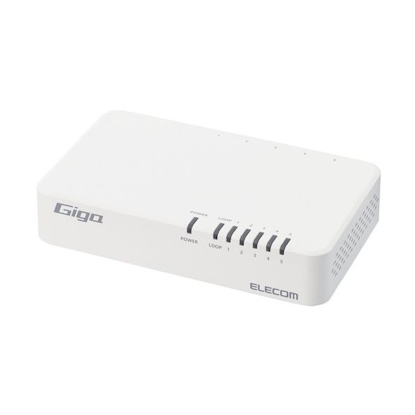 Giga対応スイッチングHub 5ポート 磁石付き プラスチック筐体 電源内蔵 ホワイト EHC-G05PN4-JW 1点