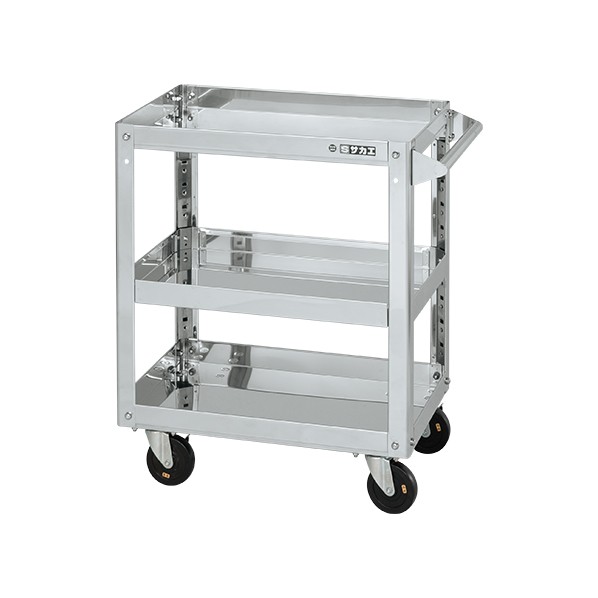 サカエステンレススーパーワゴン(SUS304/プレート式導電性ゴム車/スチール金具仕様)SAP3-6083DCJ|DIY FACTORY ONLINE SHOP