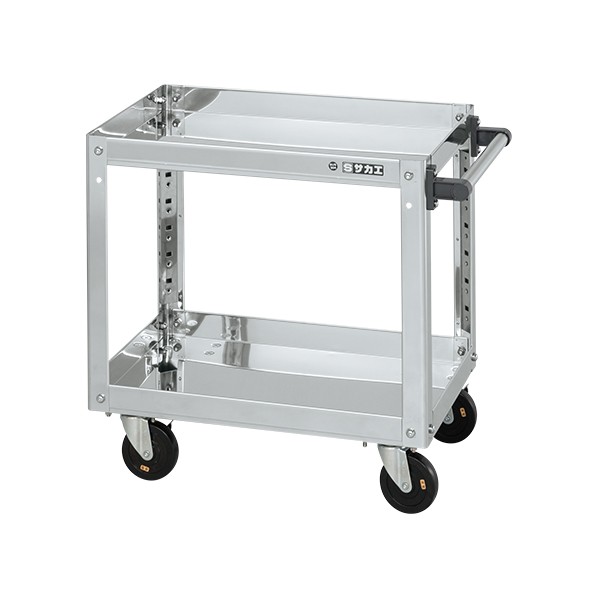 サカエステンレススーパーワゴン(SUS430/プレート式導電性ゴム車/スチール金具仕様)SAP4-7562DC