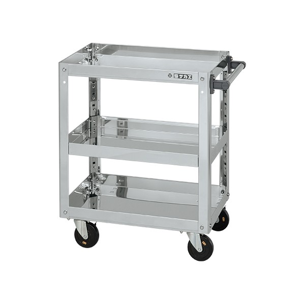 サカエステンレススーパーワゴン(SUS430/プレート式導電性ゴム車/スチール金具仕様)SAP4-9073DC|DIY FACTORY ONLINE SHOP