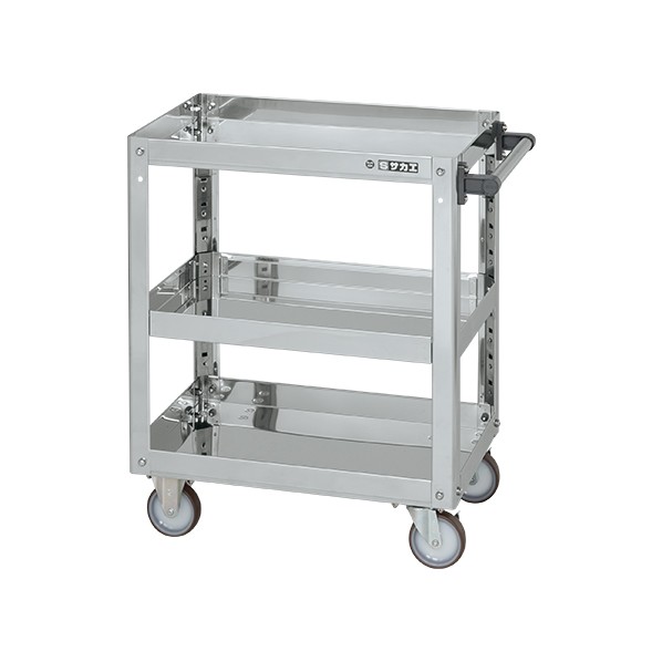 サカエステンレススーパーワゴン(SUS430/プレート式ナイロンウレタン車/スチール金具仕様)SAP4-9073NUJ|DIY FACTORY ONLINE SHOP