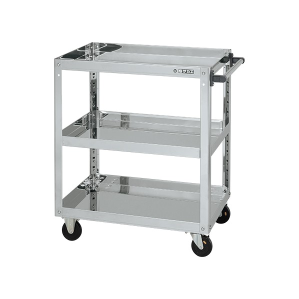 サカエステンレススーパーワゴン(SUS430/プレート式導電性ゴム車/スチール金具仕様)SAP4-9083DCJ|DIY FACTORY ONLINE SHOP