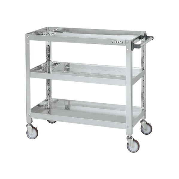 サカエステンレススーパーワゴン(SUS430/ねじ込み式ナイロンウレタン車/スチール金具仕様)SAS4-9073NU｜DIY FACTORY ONLINE SHOP