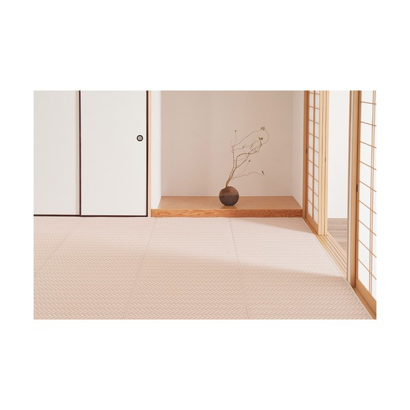 萩原 敷き詰め 洗えるい草風引っ敷き 通り手形混雑時 サクラ色 日本の首都間6畳 81961760 0