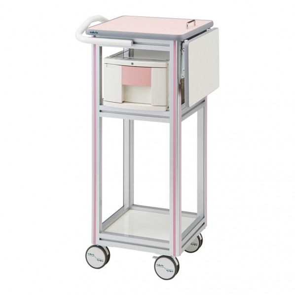 アズワン ヨーロピアンカート II(スリムPCカート) 補助天板あり 引出し1段 ピンク 8-9932-03 1｜DIY FACTORY ONLINE SHOP