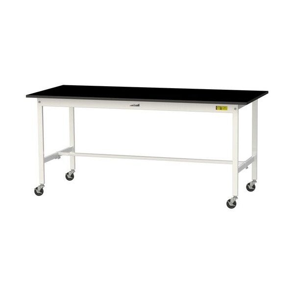 実験用作業台 ワークテーブルLABシリーズ 実験用ラボテーブル 移動式 ケミテクト天板 W1800×D750×H825mm ブラック/シルキーホワイト SLKC-1875-BKW