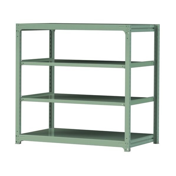 ※法人専用品※山金工業 ボルトレス中量ラック 500kg/段 W1500&times;D910&times;H1500mm 天地4段 ライトグリーン ライトグリーン 5S5591-4G 0｜DIY FACTORY ONLINE SHOP