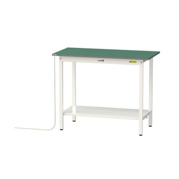 ※法人専用品※山金工業 ワークテーブル150シリーズ 導電性ゴムマット貼りタイプ 固定式 全面棚板付 W1200×D600×H950mm 緑マット/シルキーホワイト SUPEH-1260TT-WW 0|DIY FACTORY ONLINE SHOP