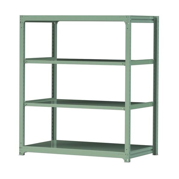 ※法人専用品※山金工業 ボルトレス中量ラック 500kg/段 W1500&times;D910&times;H1800mm 天地4段 ライトグリーン ライトグリーン 5S6591-4G 0｜DIY FACTORY ONLINE SHOP