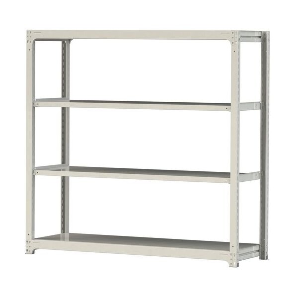※法人専用品※山金工業 ボルトレス中量ラック 500kg/段 W1800×D620×H1800mm 天地4段 ホワイトグレー ホワイトグレー 5S6662-4W 0|DIY FACTORY ONLINE SHOP